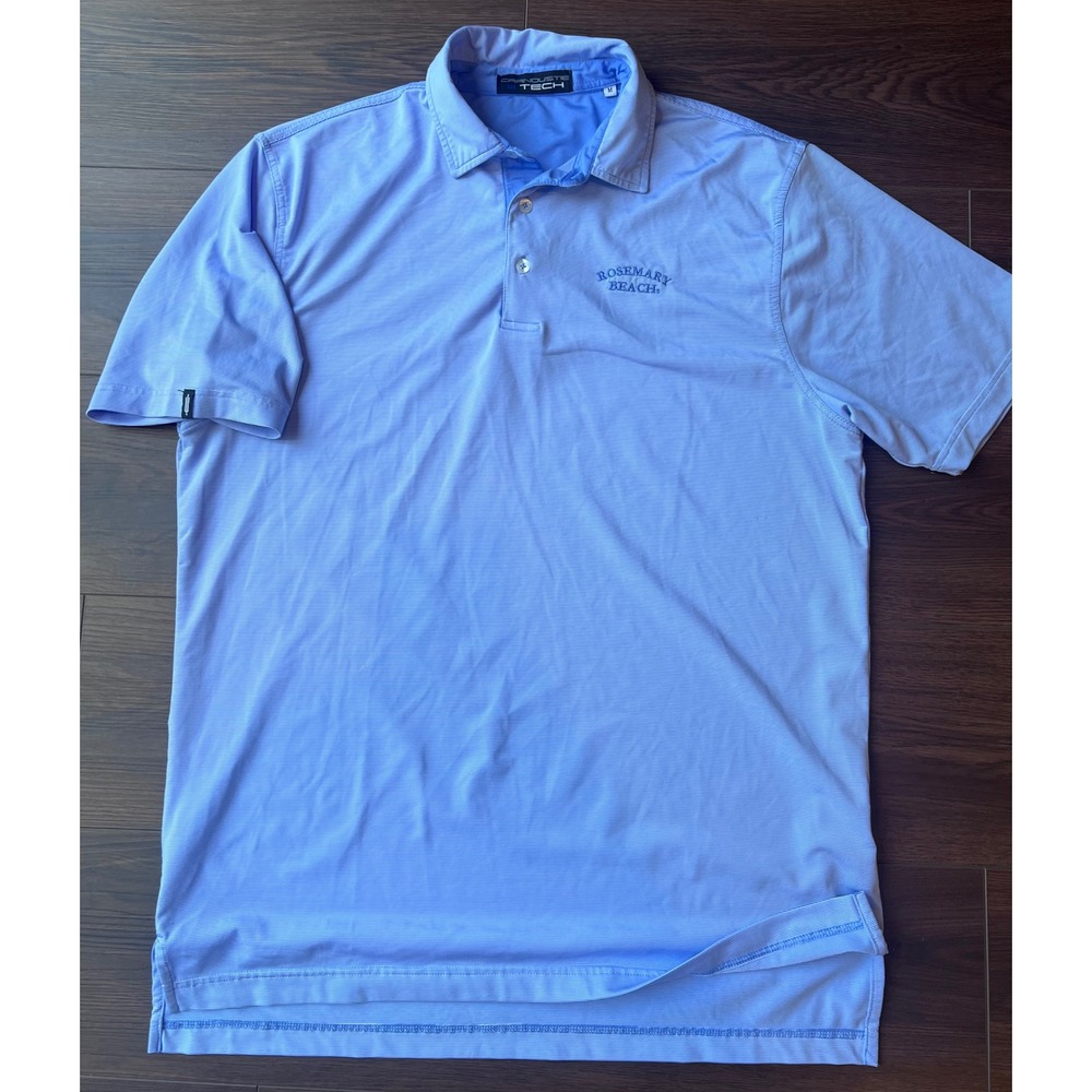 Carnoustie Tech Mens Polo Shirt M Blue Rosemary Beach Golf Performance Stripe